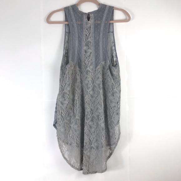 Free People Maisie Lace Tunic Top Blue Sleeveless - Picture 4 of 8